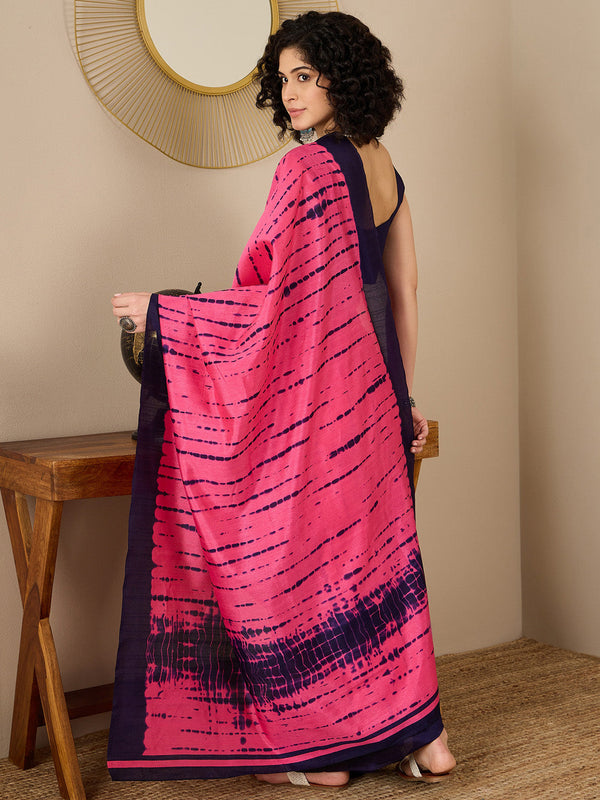NOZ2TOZ Women's Bhagalpuri Silk Navy Blue Printed Ready to Wear With Blouse Piece - Distacart