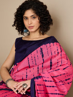 Thumbnail for NOZ2TOZ Women's Bhagalpuri Silk Navy Blue Printed Ready to Wear With Blouse Piece - Distacart