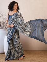 Thumbnail for NOZ2TOZ Women's Bhagalpuri Silk Off White Printed Designer Saree With Blouse Piece - Distacart