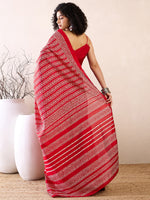 Thumbnail for NOZ2TOZ Women's Bhagalpuri Silk Red Printed Ready to Wear With Blouse Piece - Distacart