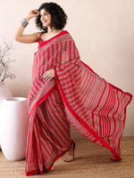 Thumbnail for NOZ2TOZ Women's Bhagalpuri Silk Red Printed Ready to Wear With Blouse Piece - Distacart