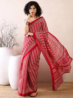 Thumbnail for NOZ2TOZ Women's Bhagalpuri Silk Red Printed Ready to Wear With Blouse Piece - Distacart