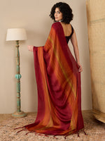 Thumbnail for NOZ2TOZ Women's Poly Georgette Maroon Solid Ready to Wear With Blouse Piece - Distacart