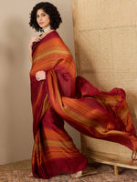Thumbnail for NOZ2TOZ Women's Poly Georgette Maroon Solid Ready to Wear With Blouse Piece - Distacart