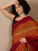 Thumbnail for NOZ2TOZ Women's Poly Georgette Maroon Solid Ready to Wear With Blouse Piece - Distacart