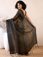 Thumbnail for NOZ2TOZ Women's Poly Georgette Black Solid Ready to Wear With Blouse Piece - Distacart