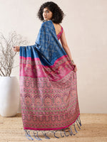 Thumbnail for NOZ2TOZ Women's Silk Blend Blue Digital Print Ready to Wear With Blouse Piece - Distacart