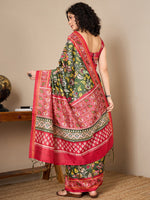 Thumbnail for NOZ2TOZ Women's Bhagalpuri Silk Red Printed Ready to Wear With Blouse Piece - Distacart