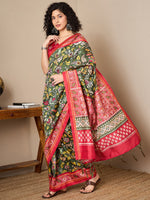 Thumbnail for NOZ2TOZ Women's Bhagalpuri Silk Red Printed Ready to Wear With Blouse Piece - Distacart