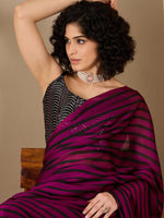 Thumbnail for NOZ2TOZ Women's Georgette Black Solid Ready to Wear With Blouse Piece - Distacart