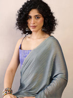 Thumbnail for NOZ2TOZ Women's Poly Georgette Blue Solid Ready to Wear With Blouse Piece - Distacart