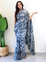 Thumbnail for NOZ2TOZ Women's Georgette Grey Printed Ready to Wear With Blouse Piece - Distacart
