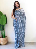 Thumbnail for NOZ2TOZ Women's Georgette Grey Printed Ready to Wear With Blouse Piece - Distacart