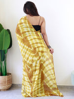 Thumbnail for NOZ2TOZ Women's Georgette Mustard Printed Ready to Wear With Blouse Piece - Distacart