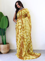 Thumbnail for NOZ2TOZ Women's Georgette Mustard Printed Ready to Wear With Blouse Piece - Distacart