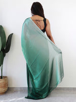 Thumbnail for NOZ2TOZ Women's Georgette Printed Ready to Wear With Blouse Piece - Green - Distacart