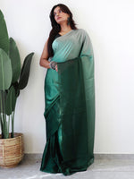 Thumbnail for NOZ2TOZ Women's Georgette Printed Ready to Wear With Blouse Piece - Green - Distacart