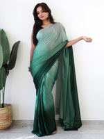 Thumbnail for NOZ2TOZ Women's Georgette Printed Ready to Wear With Blouse Piece - Green - Distacart