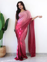 Thumbnail for NOZ2TOZ Women's Georgette Printed Ready to Wear With Blouse Piece - Pink - Distacart