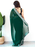 Thumbnail for NOZ2TOZ Women's Georgette Embellished Ready to Wear With Blouse Piece - Green - Distacart