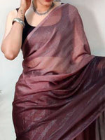 Thumbnail for NOZ2TOZ Women's Georgette Burgundy Printed Ready to Wear With Blouse Piece - Distacart