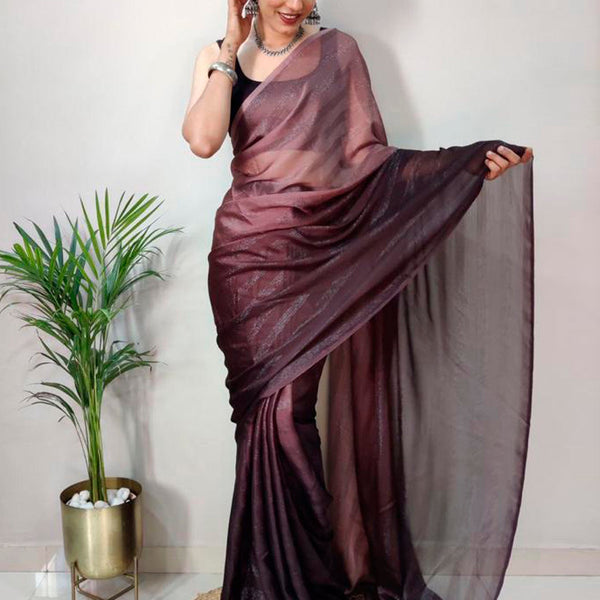 NOZ2TOZ Women's Georgette Burgundy Printed Ready to Wear With Blouse Piece - Distacart