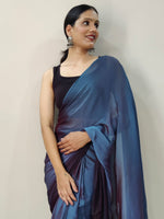 Thumbnail for NOZ2TOZ Women's Nylon Teal blue Printed Ready to Wear With Blouse Piece - Distacart