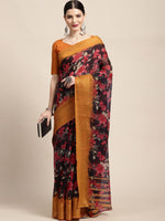 Thumbnail for NOZ2TOZ Women's Linen Black Printed Ready to Wear With Blouse Piece - Distacart