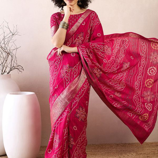 NOZ2TOZ Women's Muga Silk Pink Printed Ready to Wear With Blouse Piece - Distacart