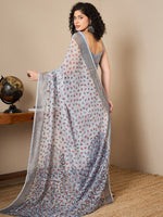 Thumbnail for NOZ2TOZ Women's Linen Grey Printed Ready to Wear With Blouse Piece - Distacart