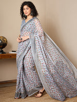 Thumbnail for NOZ2TOZ Women's Linen Grey Printed Ready to Wear With Blouse Piece - Distacart