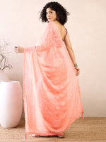 Thumbnail for NOZ2TOZ Women's Chiffon Pink Embellished Ready to Wear With Blouse Piece - Distacart