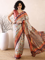 Thumbnail for NOZ2TOZ Women's Poly Silk Sea Green Printed Ready to Wear With Blouse Piece - Distacart