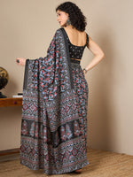 Thumbnail for NOZ2TOZ Women's Dola Silk Black Digital Print Ready to Wear With Blouse Piece - Distacart