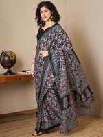 Thumbnail for NOZ2TOZ Women's Dola Silk Black Digital Print Ready to Wear With Blouse Piece - Distacart