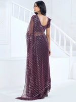 Thumbnail for NOZ2TOZ Women's Lycra Magenta Embellished Ready to Wear With Blouse Piece - Distacart