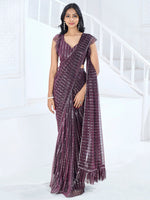 Thumbnail for NOZ2TOZ Women's Lycra Magenta Embellished Ready to Wear With Blouse Piece - Distacart