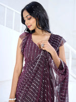 Thumbnail for NOZ2TOZ Women's Lycra Magenta Embellished Ready to Wear With Blouse Piece - Distacart