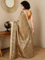 Thumbnail for NOZ2TOZ Women's Tussar Silk Mustard Printed Ready to Wear With Blouse Piece - Distacart