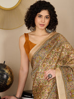 Thumbnail for NOZ2TOZ Women's Tussar Silk Mustard Printed Ready to Wear With Blouse Piece - Distacart