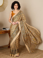 Thumbnail for NOZ2TOZ Women's Tussar Silk Mustard Printed Ready to Wear With Blouse Piece - Distacart