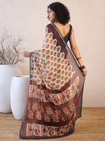 Thumbnail for NOZ2TOZ Women's Cotton Blend Beige Printed Ready to Wear With Blouse Piece - Distacart