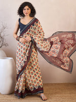 Thumbnail for NOZ2TOZ Women's Cotton Blend Beige Printed Ready to Wear With Blouse Piece - Distacart