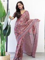 Thumbnail for NOZ2TOZ Women's Cotton Brown Printed Ready to Wear With Blouse Piece - Distacart