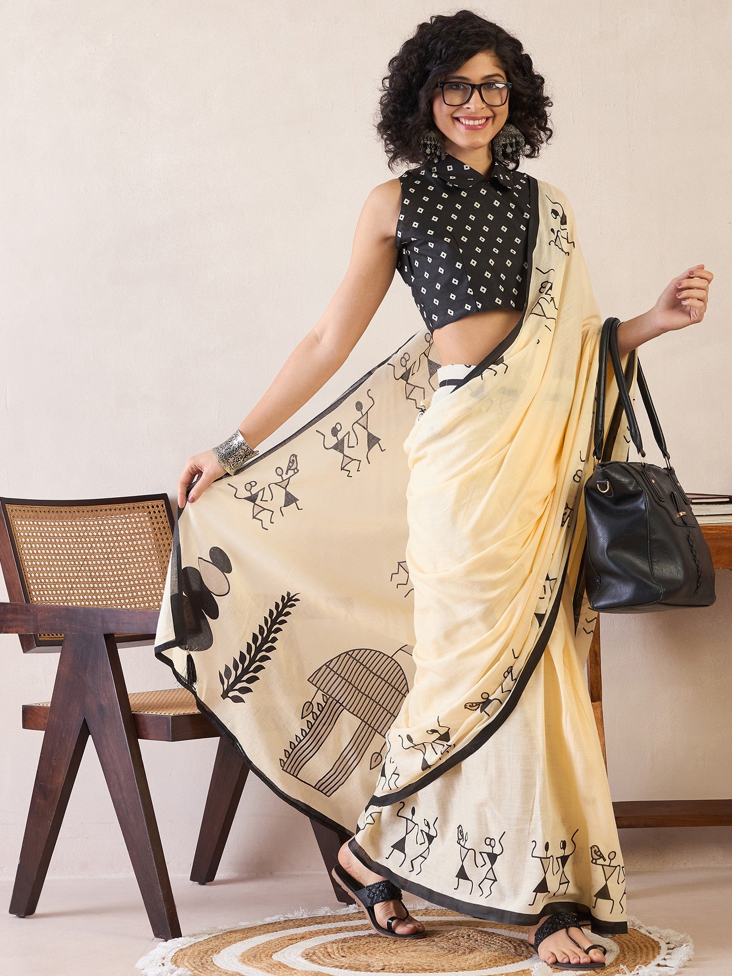NOZ2TOZ Women's Cotton Yellow Printed Ready to Wear With Blouse Piece - Distacart