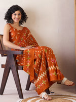 Thumbnail for NOZ2TOZ Women's Cotton Orange Printed Ready to Wear With Blouse Piece - Distacart