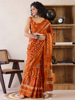 Thumbnail for NOZ2TOZ Women's Cotton Orange Printed Ready to Wear With Blouse Piece - Distacart