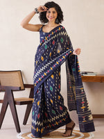 Thumbnail for NOZ2TOZ Women's Cotton Navy Blue Printed Ready to Wear With Blouse Piece - Distacart