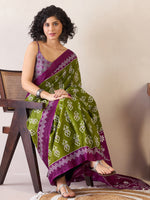 Thumbnail for NOZ2TOZ Women's Cotton Green Printed Ready to Wear With Blouse Piece - Distacart