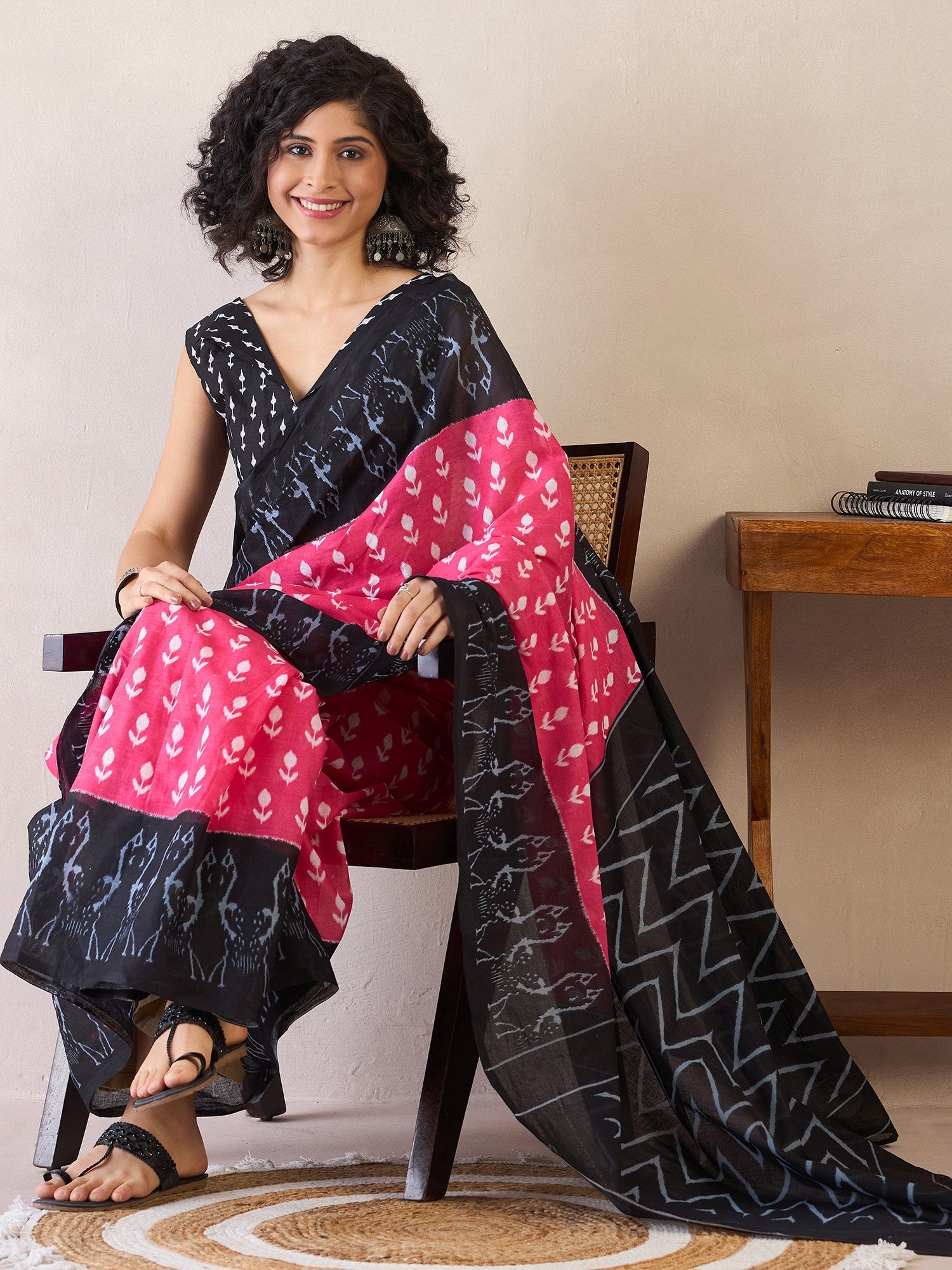 NOZ2TOZ Women's Cotton Pink Printed Ready to Wear With Blouse Piece - Distacart